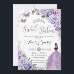 Convite Doce 16 Princesa Floral Roxa Prata Aniversário<br><div class="desc">Personalize este adorável convite de 16 anos do Sweet com uma redação própria,  fácil e rapidamente,  basta pressionar o botão personalizá-lo para reorganizar e formatar o estilo e a colocação do texto. Itens correspondentes disponíveis no repositório! c) O Feliz Cat Studio</div>
