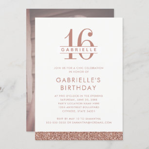 Convite Doce 16 Rosa Blush - Foto com brilho rosa - Aniver