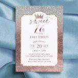 Convite Doce 16 Rosa de Foil Moderno Dourada Princesa Coro<br><div class="desc">Rosa de Foil Moderno Dourado Princesa Coroa Doce 16 Convites de festas.</div>
