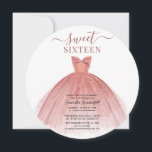 Convite Doce, 16 Rosa, Dourado, brilhante, cor-de-rosa, 16<br><div class="desc">Com um bonito vestido cor-de-rosa pincelado e brilhante rosa de ouro falsa e roteiro moderno,  este convite de aniversário é perfeito para uma princesa. Substitua facilmente os detalhes da parte clicando no botão "Personalizar" acima.</div>