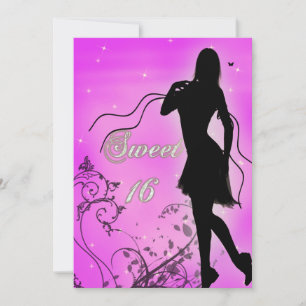 Convite Doce 16 Silhouette Birthday