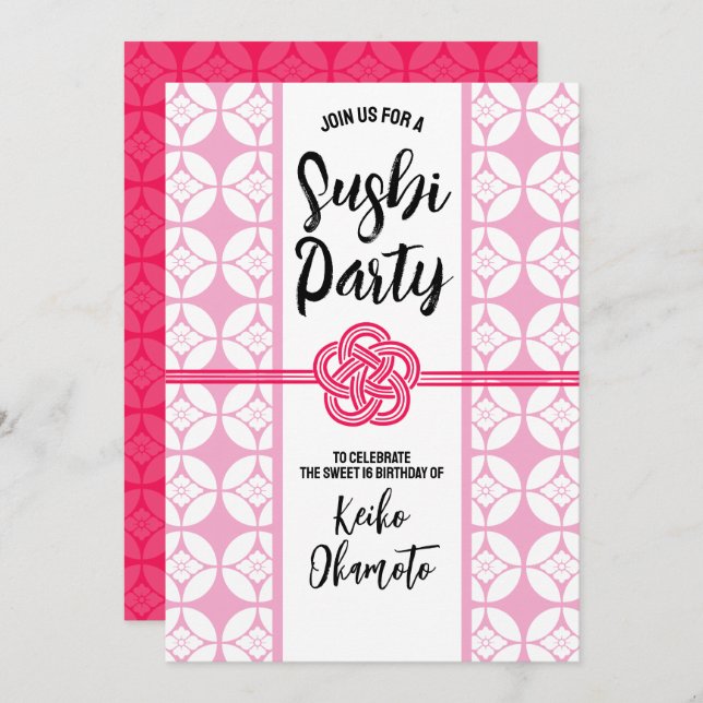 Convite Doce 16 Sushi 花 菱 七 宝 Hanabishi Shippo (Frente/Verso)