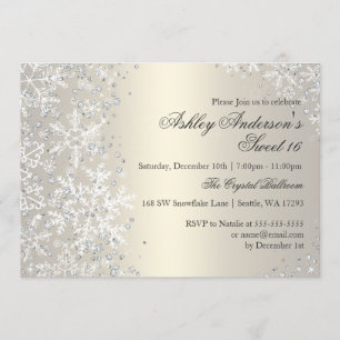Convite Doce 16 Winter Wonderland Sparkle Snowflakes