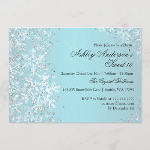 Convite Doce 16 Winter Wonderland Sparkle Snowflakes