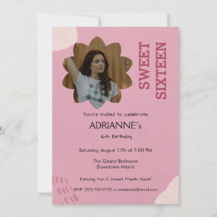 Convite Doce Aestésico Rosa Dezesseis Festas de aniversári