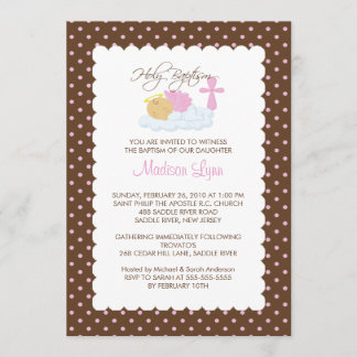 Convite Doce Angel Baby Girl & Cross Baptism Inviviation