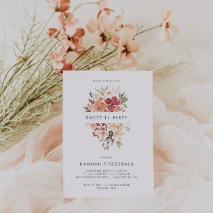 Convite Doce Aniversário de 16 anos com Tema Floral Simple
