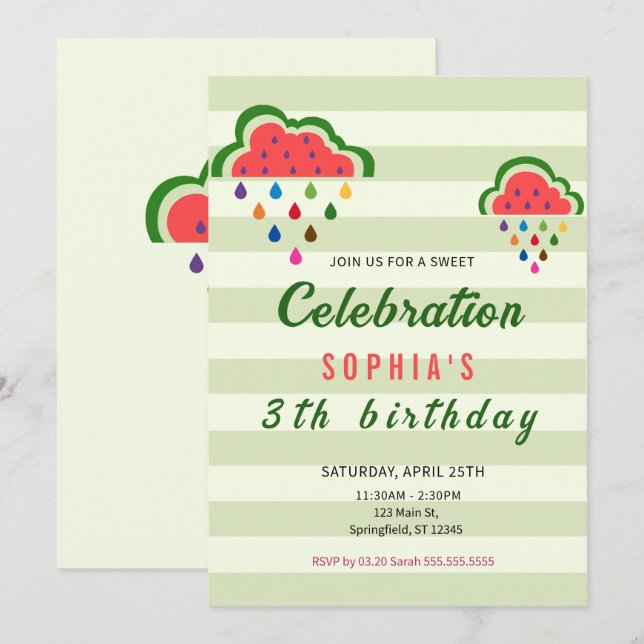 Convite Doce Aniversário do Sorvete (Frente/Verso)