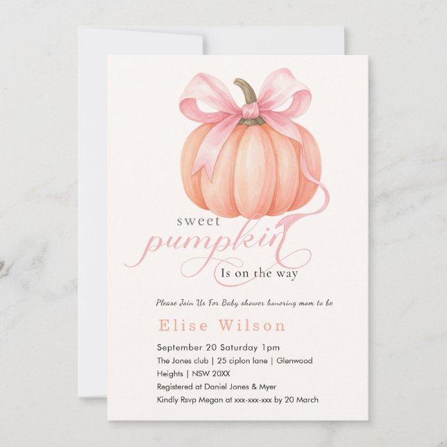 Convite Doce arco rosa-abóbora está a caminho (Frente)