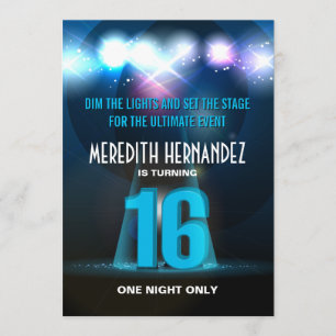 Convite Doce azul 16 da estrela do projector
