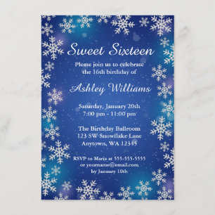 Convite Doce azul 16 do país das maravilhas do inverno dos