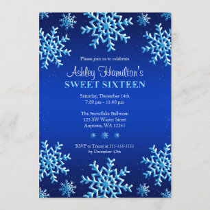 Convite Doce azul 16 do país das maravilhas do inverno dos