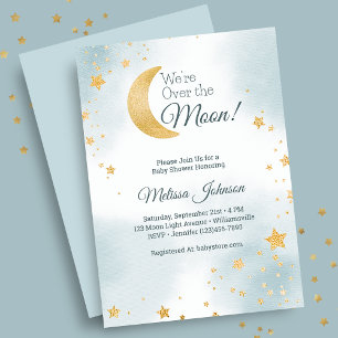 Convite Doce Azul Estamos Acima da Lua Menino Baby Shower