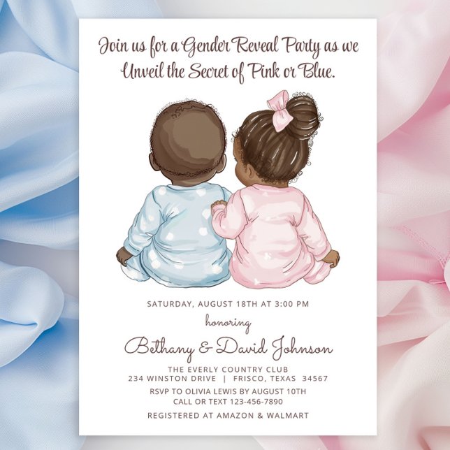 Convite Doce Bebês Pijama Sexo Festa Revelação (Adorable babies in pajamas charming gender reveal invitations. Simply add your event details. )