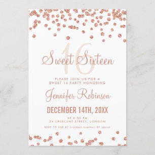 Convite Doce Branco Dourado Rosa 16 Aniversário Glitter C