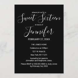 Convite Doce branco preto mínimo simples 16 da tipografia