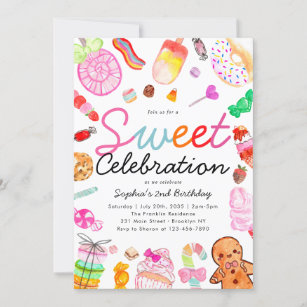 Convite Doce Celebração Kids Candyland Aniversário