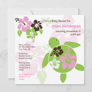 Convite Doce Chá de fraldas havaiano Honu Conite - Quadrad