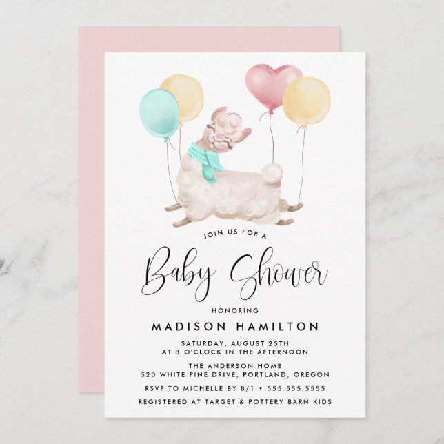 Convite Doce Chá de fraldas Llama (Frente/Verso)