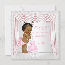 Convite Doce Chá de fraldas Rosa Satin Etnico