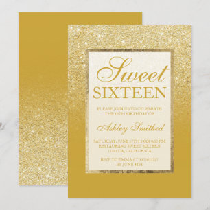 Convite Doce chique 16 do caril do limão do brilho do our