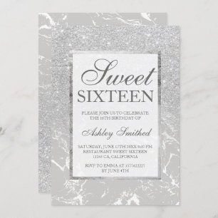 Convite Doce chique elegante 16 do brilho de mármore das
