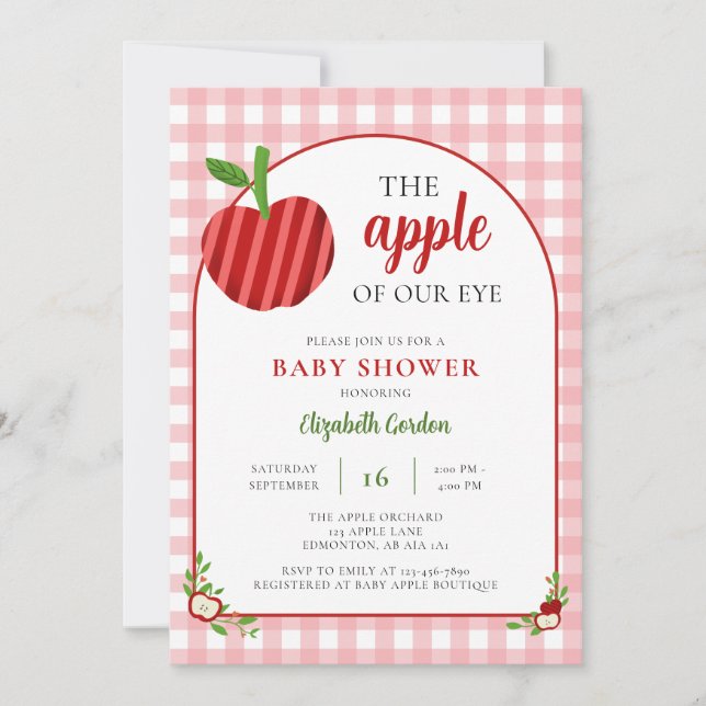 Convite Doce Chuvinha de Amor para o Bebê Gingham (Frente)