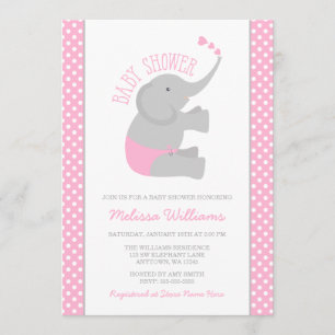 Convite Doce Cinza Rosa Elefante - Chamas para Bebê