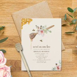 Convite Doce Como A Abelha Chá de fraldas Floral