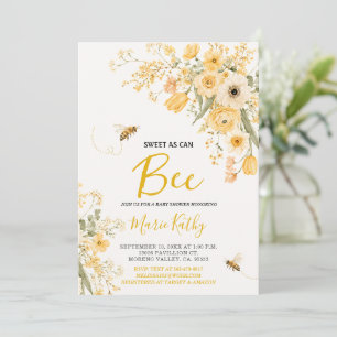 Convite Doce Como Abelha Flores Amarelas Chás de Bebê