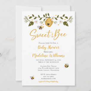 Convite Doce Como Chá de fraldas De Abelhas