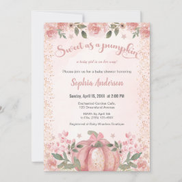 Convite Doce Como Chá de fraldas De Garota Floral Rosa-Pum
