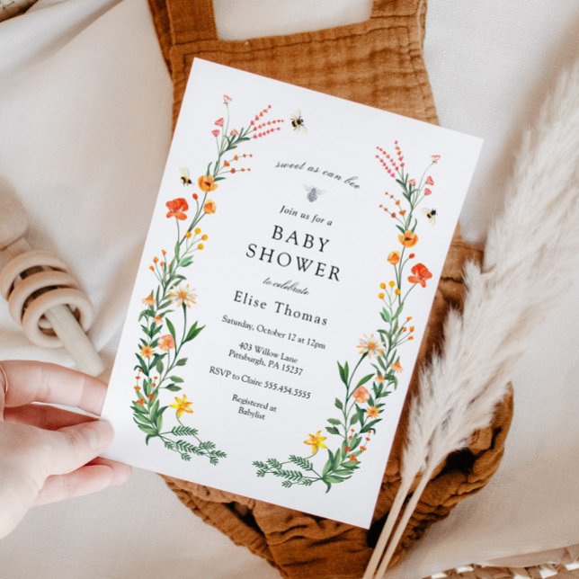 Convite Doce como Chá de fraldas do Jardim de Flor Selvage (Criador carregado)