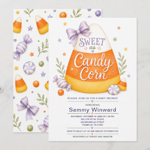 Convite Doce como Festa de Bebê no Halloween de Candy Corn