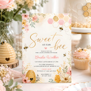 Convite Doce como Flor de Mel Abelha Chuvada de Bebê