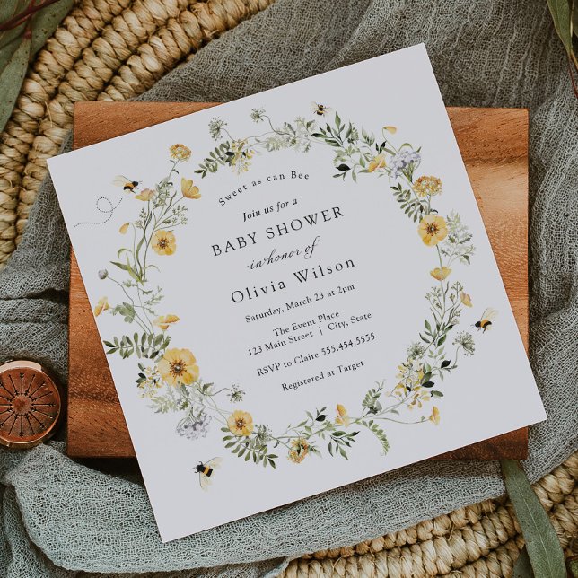 Convite Doce como o Chá de fraldas de flor selvagem (Criador carregado)