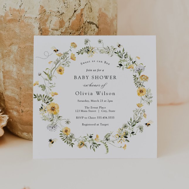Convite Doce como o Chá de fraldas de flor selvagem (Criador carregado)