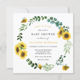 Convite Doce Como O Chá de fraldas De Girassol De Abelhas