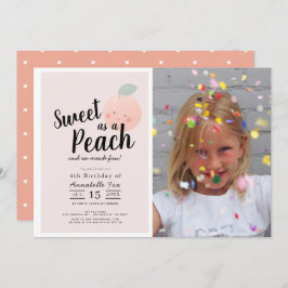 Convite Doce como Peach Cute Girl Foto Birthday