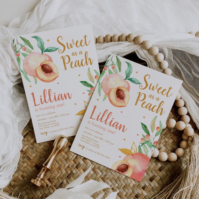 Convite Doce como Pêssego Verde Aniversário (Criador carregado)