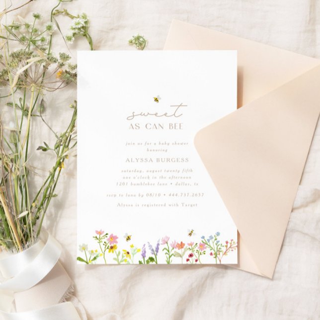 Convite Doce Como Pode Ser Chá de fraldas Mínimo Moderno (Elegant, modern and simply sweet! Customize the text and background colors with ease.)