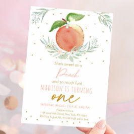 Convite Doce Como primeiro aniversario De Pêssego