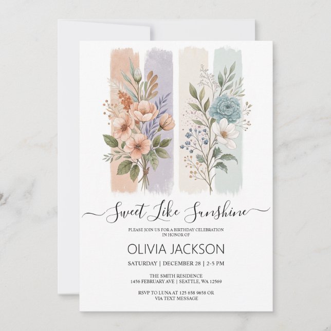 Convite Doce Como Solha Cana-de-Água Aniversário (Frente)