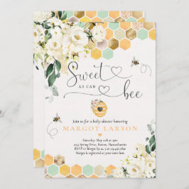 Convite Doce Como Uma Abelha Chá de fraldas Verde Branco F