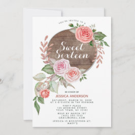 Convite Doce cor-de-rosa Dourado cor-de-rosa rústico