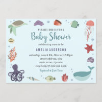 Doce Criaturas Marinhas Coral Azul Baby Shower