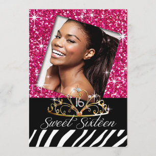 Convite Doce da zebra da tiara de Bling uma celebração d