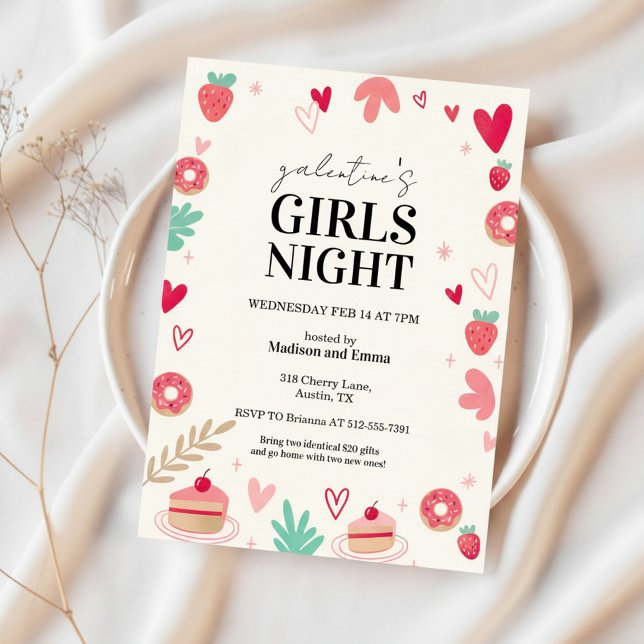 Convite Doce de Galentines Day com Donuts (Criador carregado)