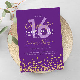 Convite Doce de Glitter Dourado Roxo Confetti