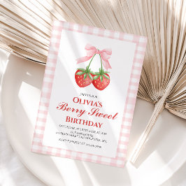 Convite Doce de Morango Rosa Arco de aniversário